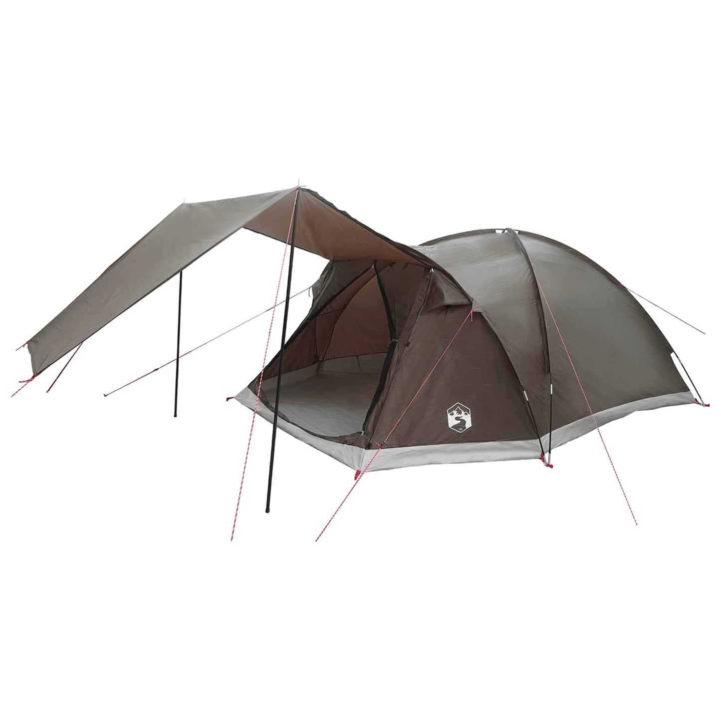 Cabin Tent with Roof Brown grey 6-Person Polyester and Steel
