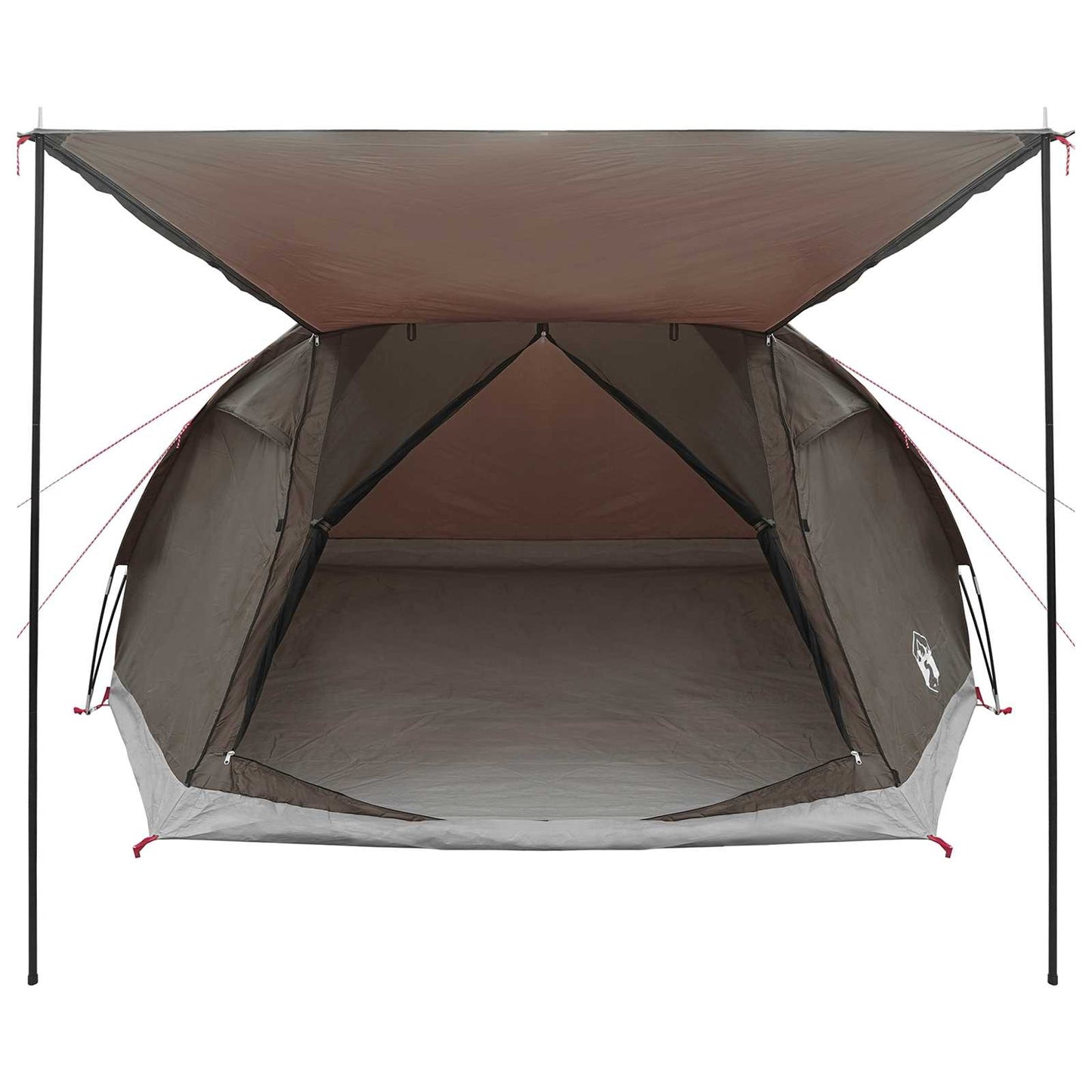 Cabin Tent with Roof Brown grey 6-Person Polyester and Steel