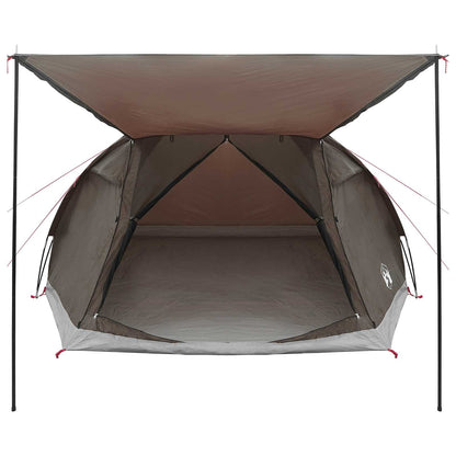 Cabin Tent with Roof Brown grey 6-Person Polyester and Steel
