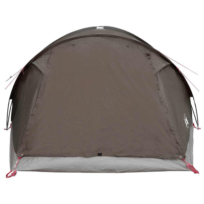 Cabin Tent with Roof Brown grey 6-Person Polyester and Steel