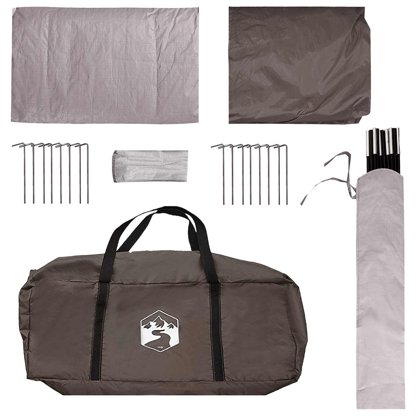 Cabin Tent with Roof Brown grey 8-Person Polyester and Steel