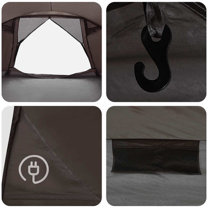 Cabin Tent with Roof Brown grey 8-Person Polyester and Steel