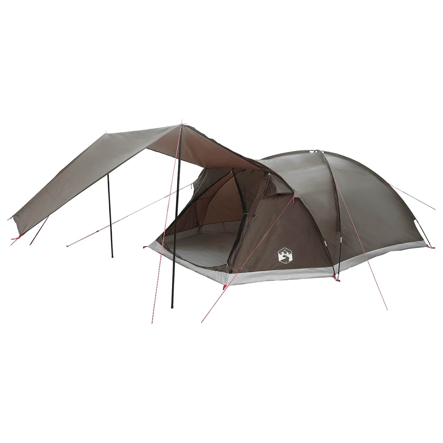 Cabin Tent with Roof Brown grey 8-Person Polyester and Steel