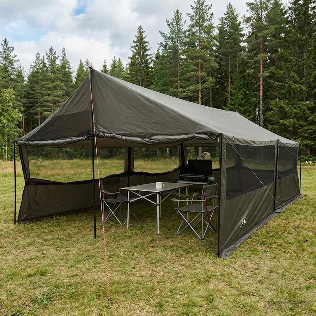 Family Tent Brown grey 600 x 400 x 268 cm Polyester and Steel