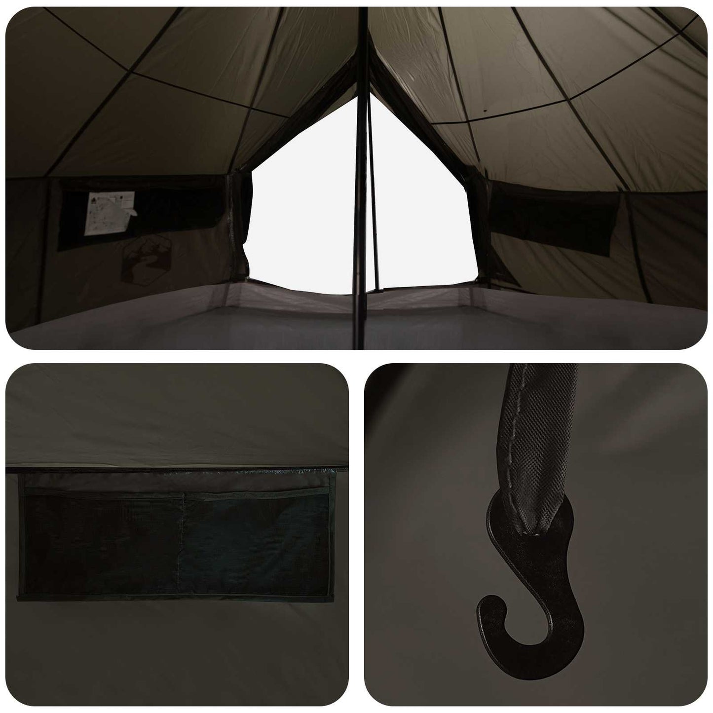 Tipi Tent Brown Grey 700 x 700 x 395 cm Polyester and Steel