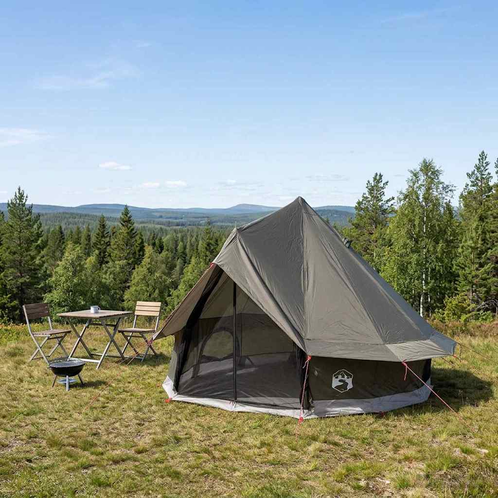 Tipi Tent with Roof Brown Grey 250 x 250 cm Polyester and Steel