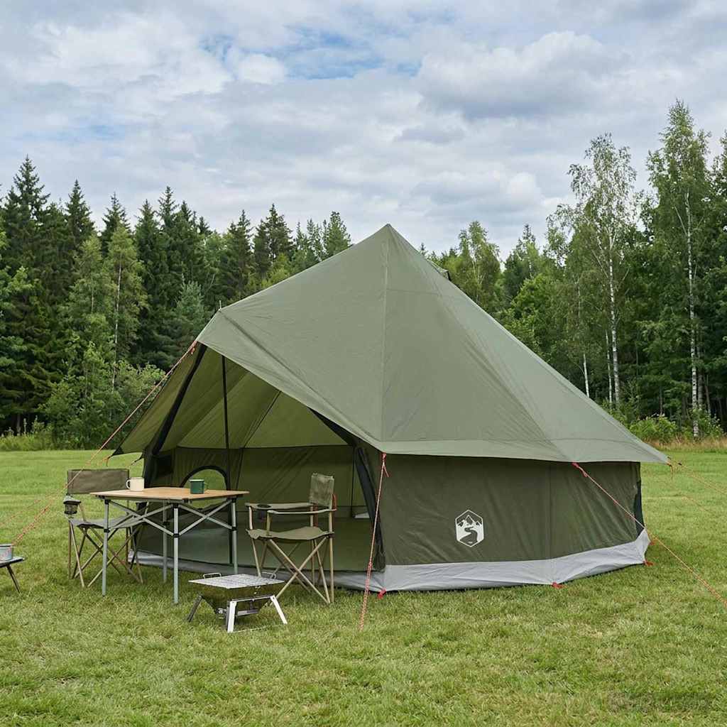 Tipi Tent Olive Green 300 x 300 x 200 cm Polyester and Steel