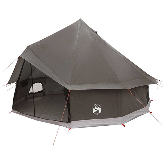 Tipi Tent 6-Person Brown Grey Polyester and Steel