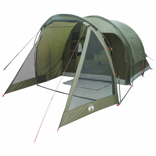 Cabin Tent 4-Person Olive Green Polyester and Steel