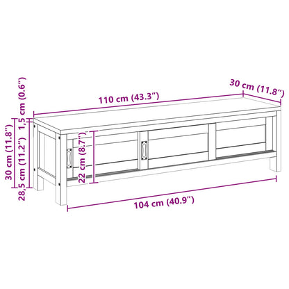 TV Cabinet 110 x 30 x 30 cm Solid Teak Wood Natural