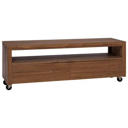 TV Cabinet 110 x 30 x 40 cm Natural Solid Teak Wood