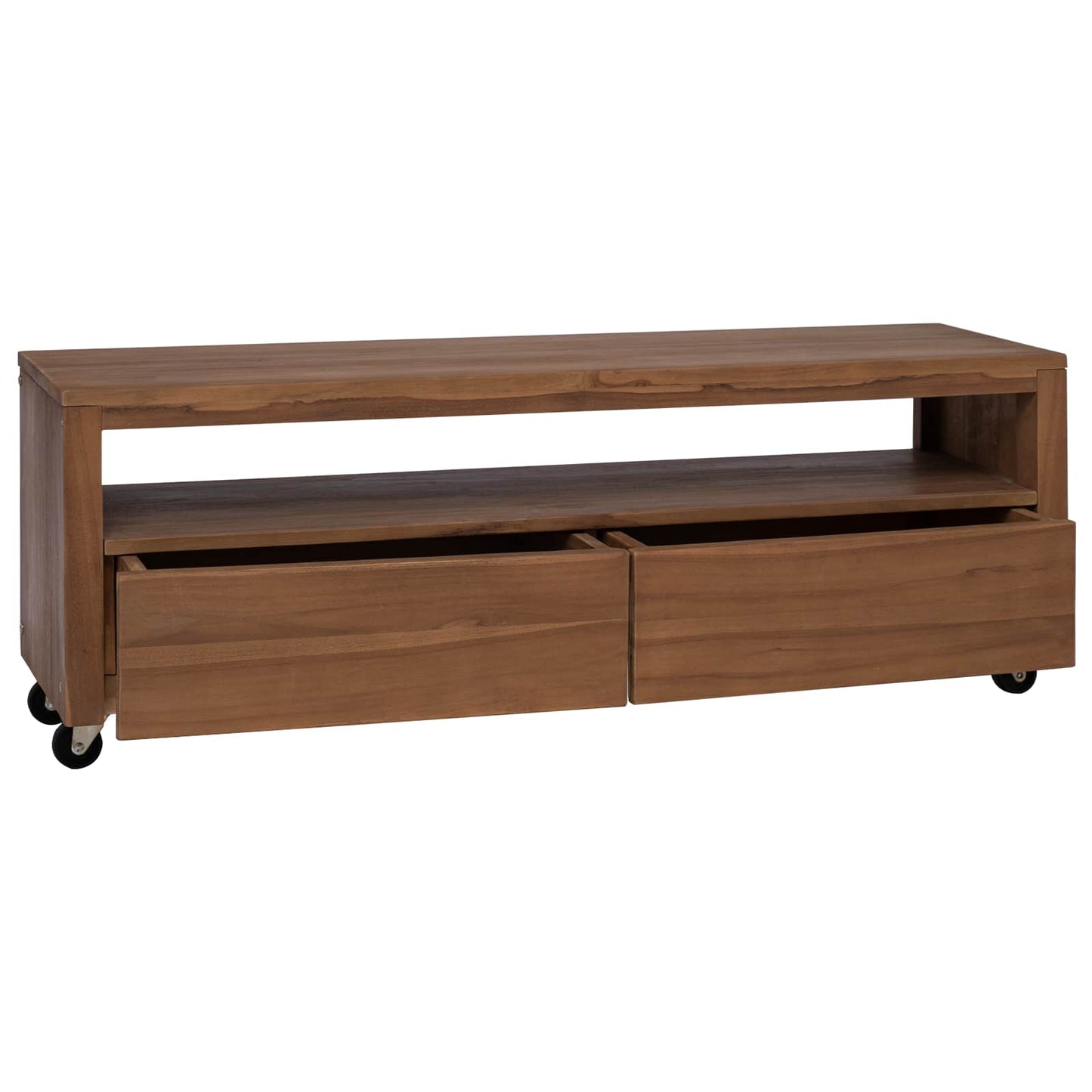 TV Cabinet 110 x 30 x 40 cm Natural Solid Teak Wood