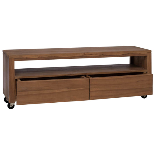 TV Cabinet 110 x 30 x 40 cm Natural Solid Teak Wood