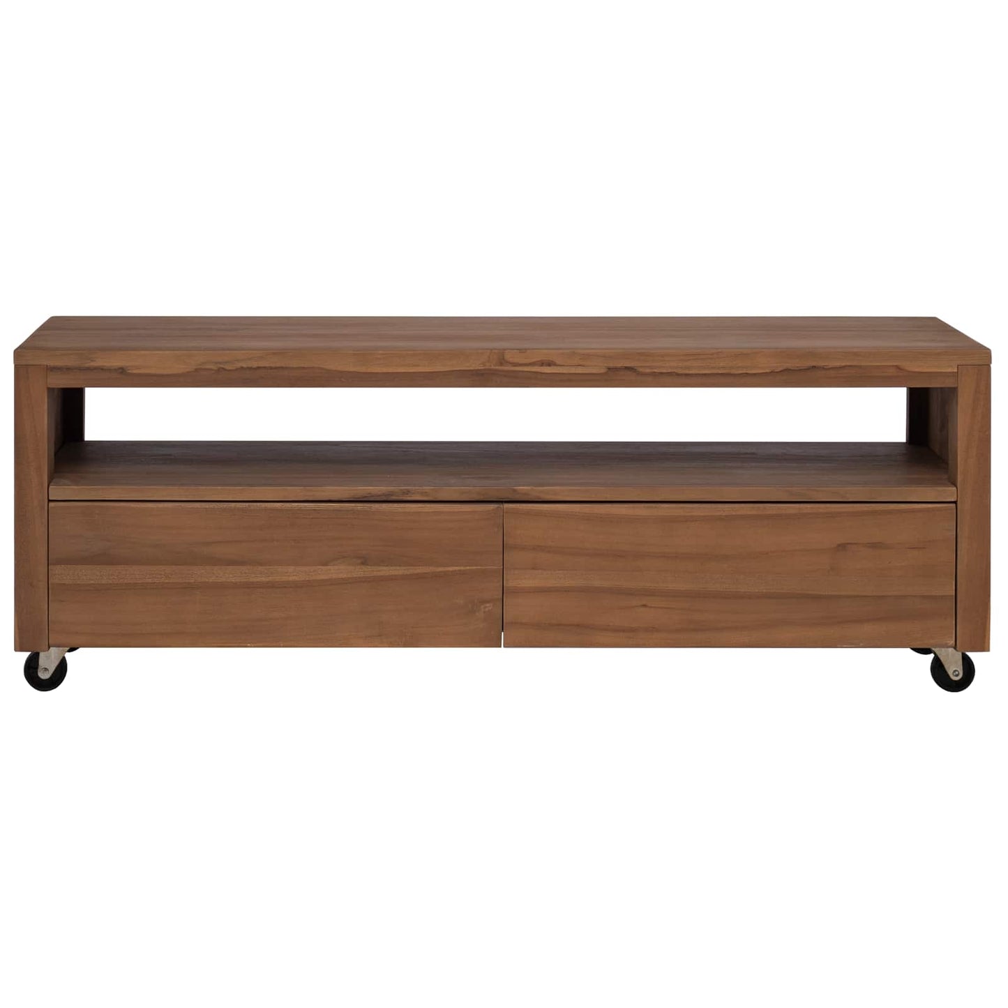 TV Cabinet 110 x 30 x 40 cm Natural Solid Teak Wood