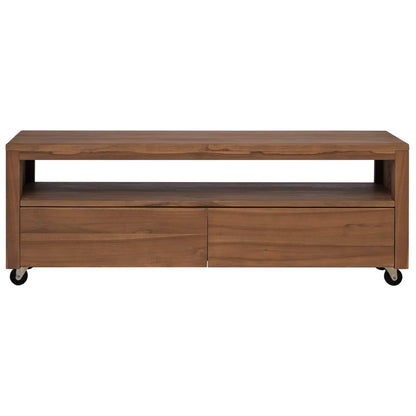 TV Cabinet 110 x 30 x 40 cm Natural Solid Teak Wood