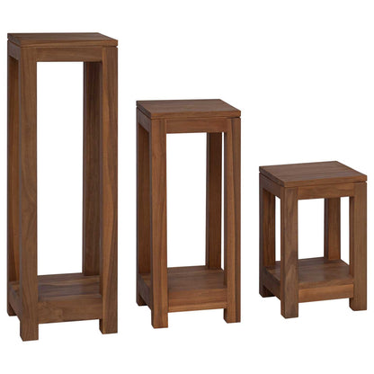 Plant Stand 3 pcs Natural 25 x 25 x 80 cm Solid Teak Wood