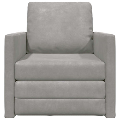 Folding Sofa Bed Light Grey 74 x 77 x 81 cm Velvet