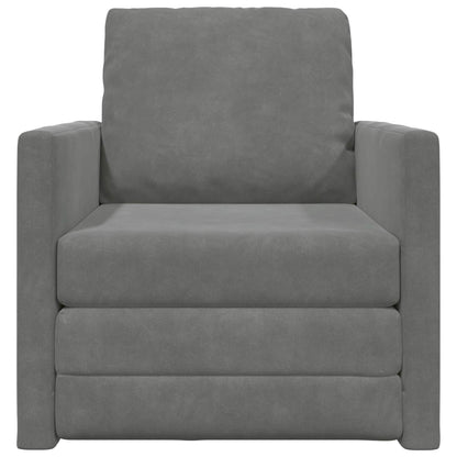 Folding Sofa Bed Dark Grey 74 x 77 x 81 cm Velvet