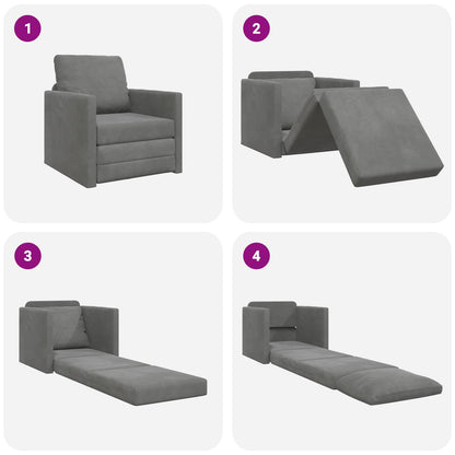 Folding Sofa Bed Dark Grey 74 x 77 x 81 cm Velvet