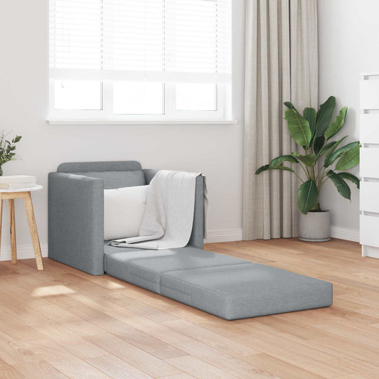 Folding Sofa Bed Light Grey 74 x 77 x 81 cm Fabric