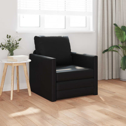 Folding Sofa Bed Black 74 x 77 x 81 cm Faux Leather