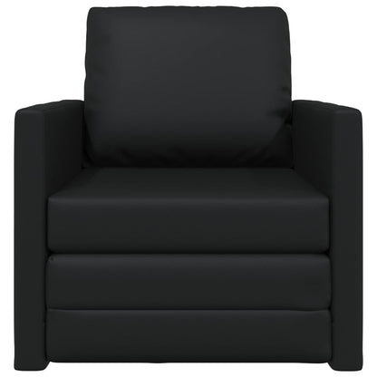 Folding Sofa Bed Black 74 x 77 x 81 cm Faux Leather