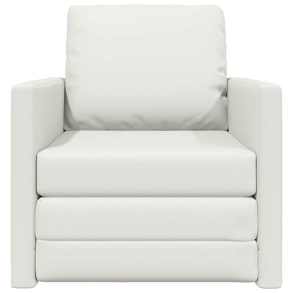 Folding Sofa Bed White 74 x 77 x 81 cm Faux Leather