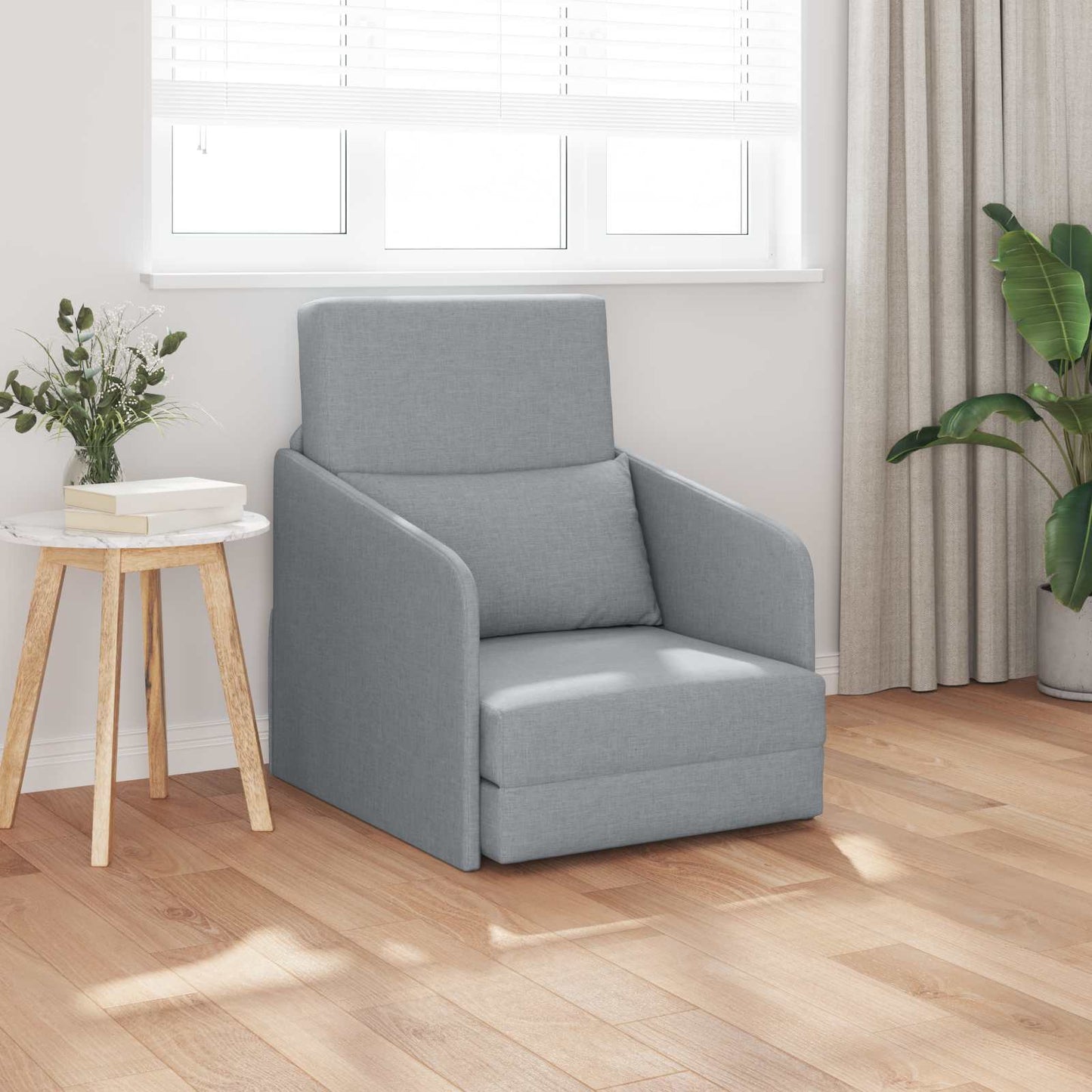 Folding Sofa Bed Light Grey 65 x 80 x 83 cm Fabric