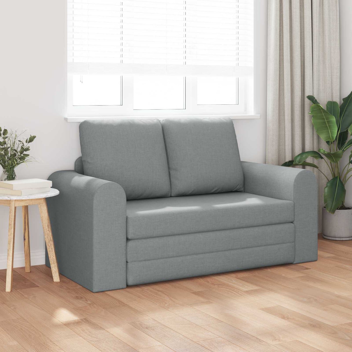 Folding Sofa Bed Light Grey 148 x 71 x 83 cm Fabric