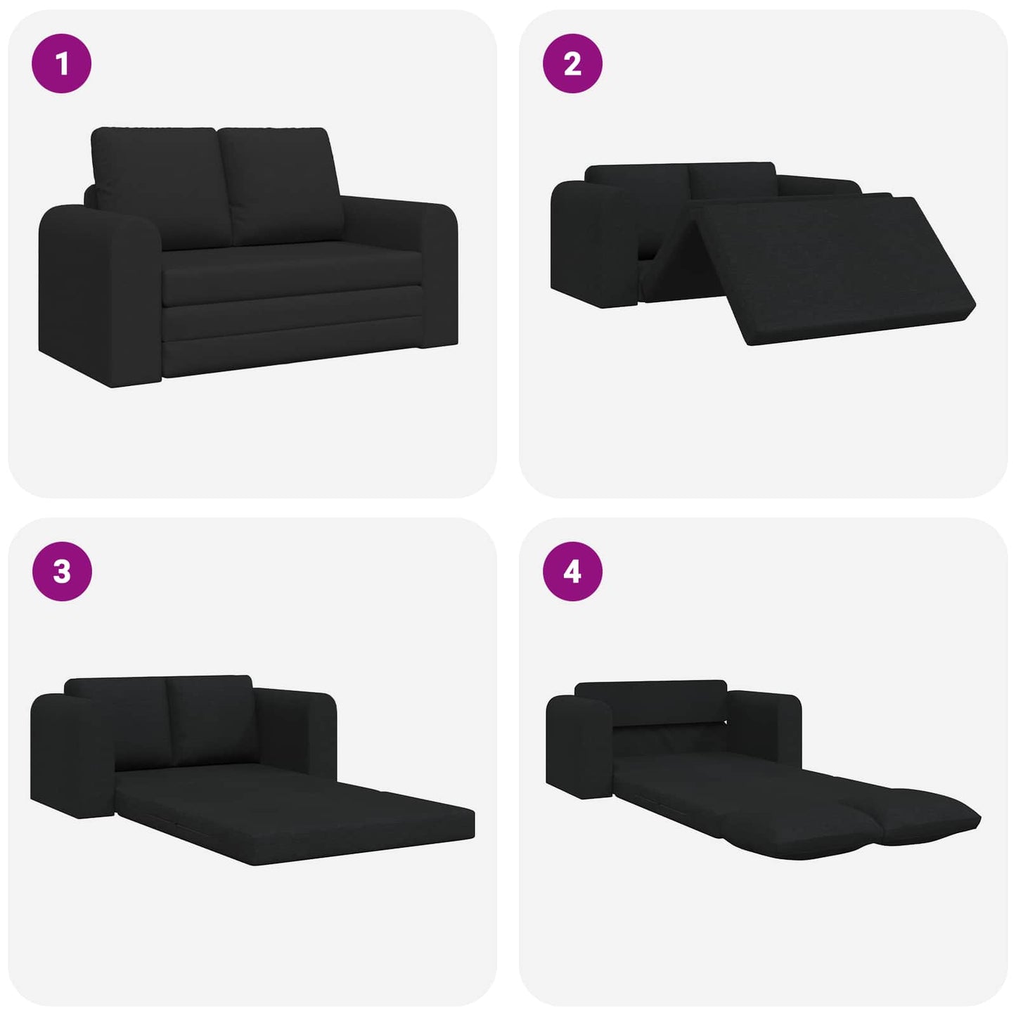 Folding Sofa Bed Black 148 x 71 x 83 cm Fabric