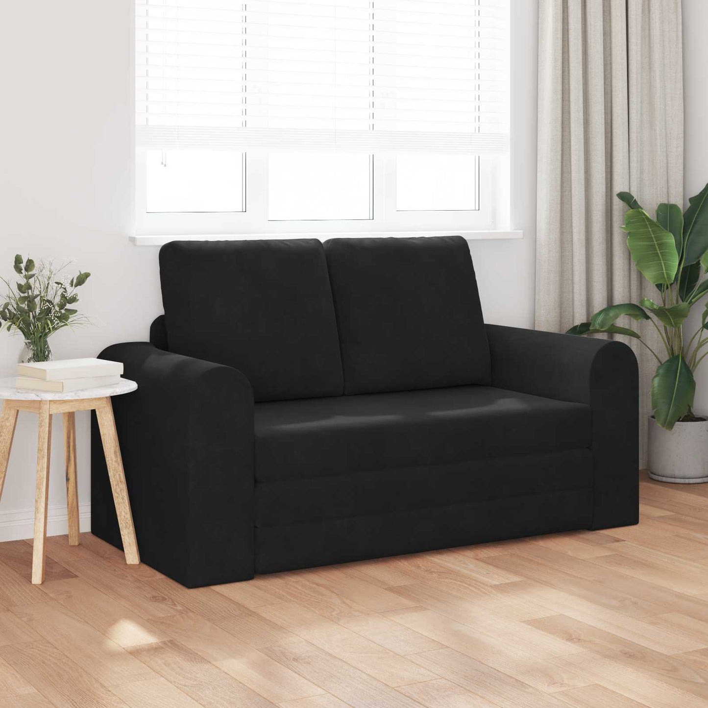 Folding Sofa Bed Black 148 x 71 x 83 cm Velvet