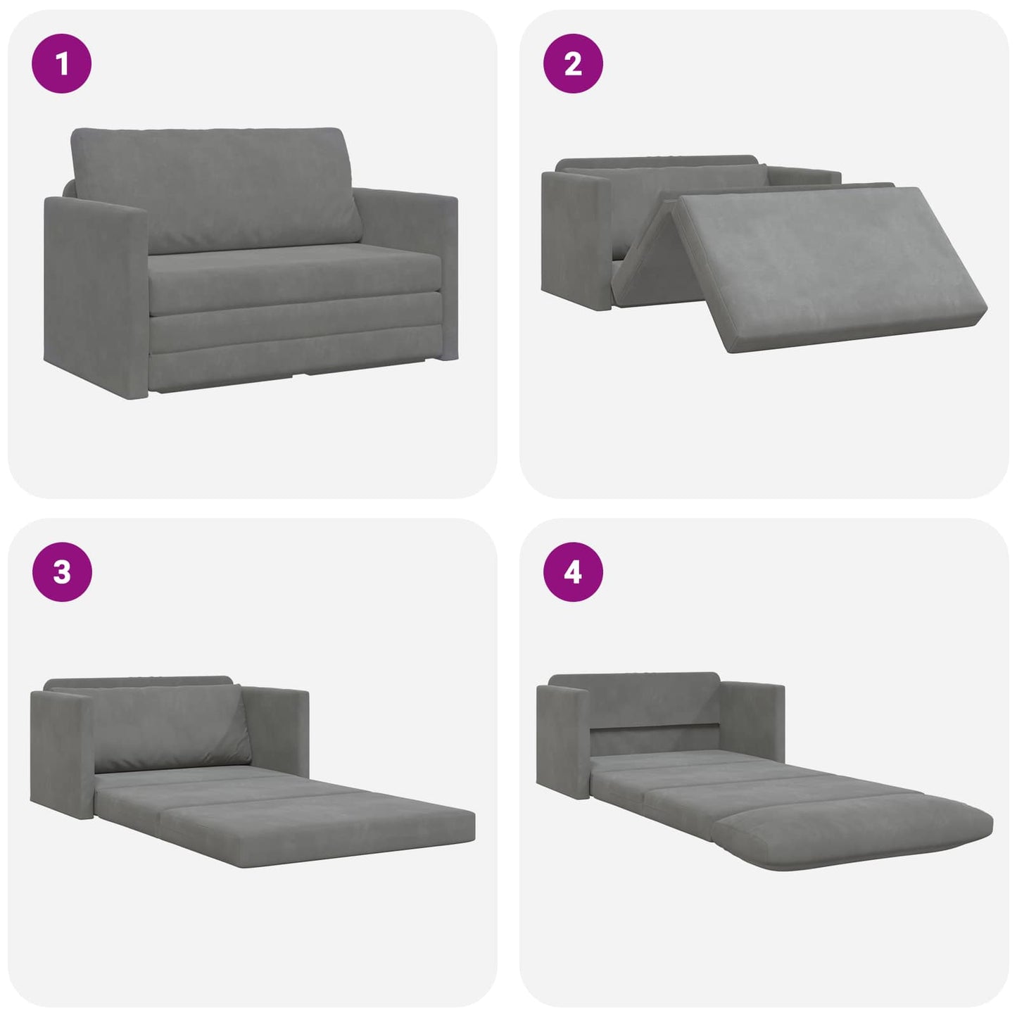 Folding Sofa Bed Dark Grey 124 x 71 x 78 cm Velvet