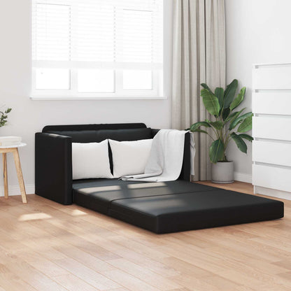 Folding Sofa Bed Black 124 x 71 x 78 cm Faux Leather