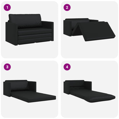 Folding Sofa Bed Black 124 x 71 x 78 cm Faux Leather