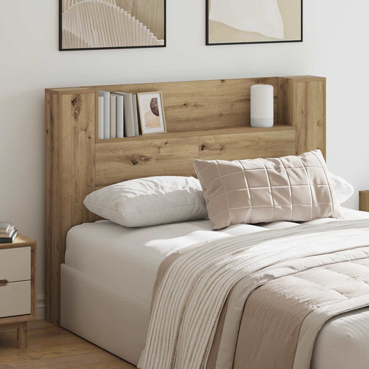 Headboard Cabinet with LED Artisan Oak Engineered Wood