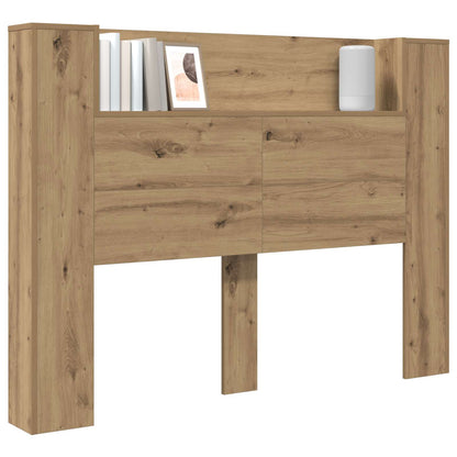 Headboard Cabinet with LED Artisan Oak Engineered Wood
