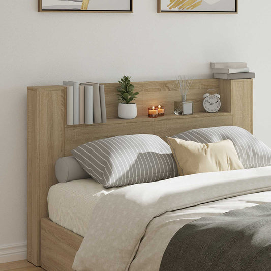 Headboard Cabinet with LED Sonoma Engineered Wood