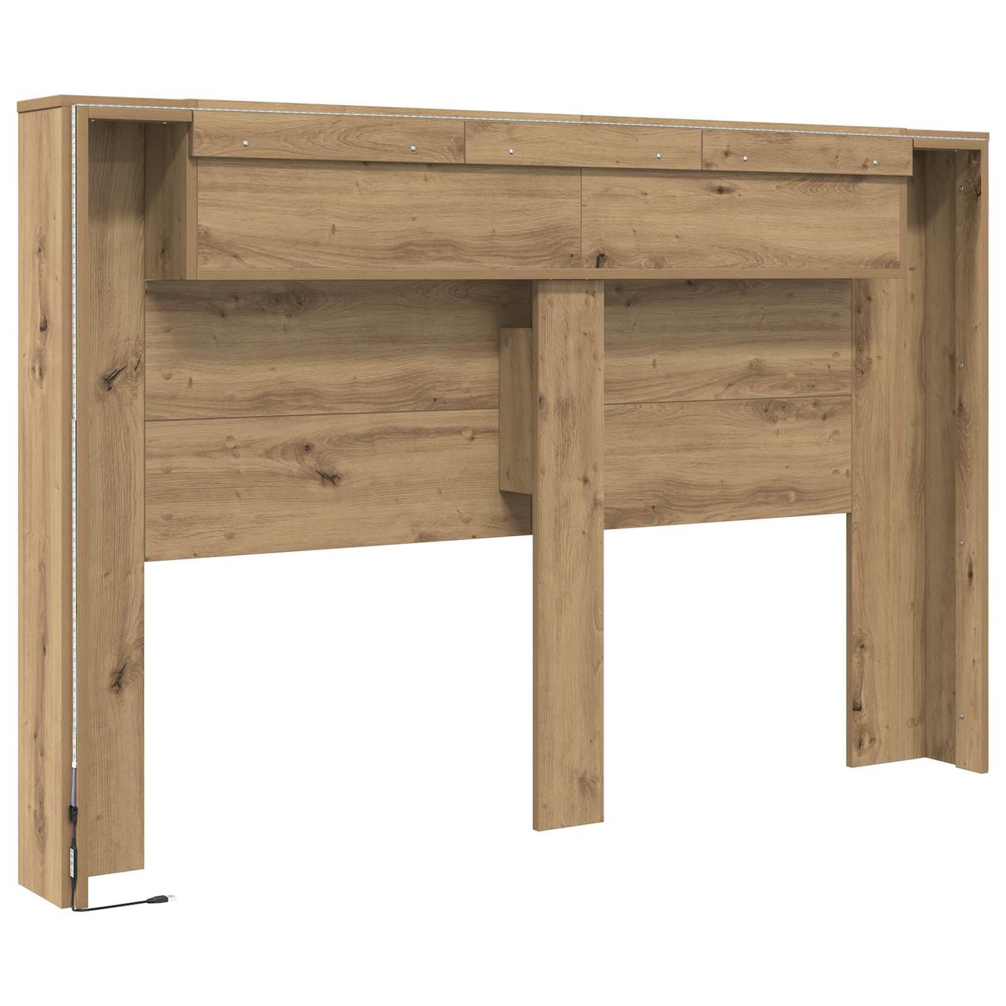 Headboard Cabinet with LED Artisan Oak Engineered Wood