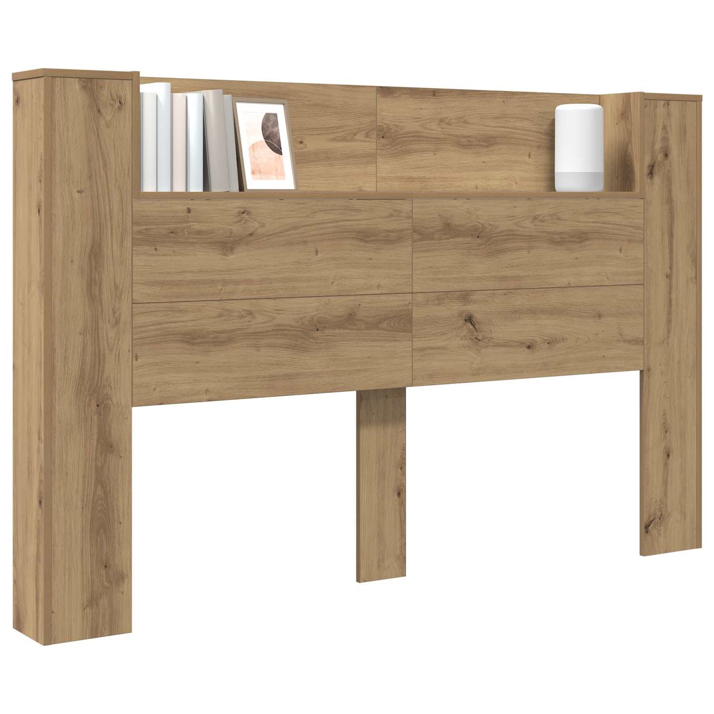 Headboard Cabinet with LED Artisan Oak Engineered Wood