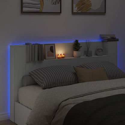 Headboard Cabinet with LED White 180 x 16.5 x 103.5 cm