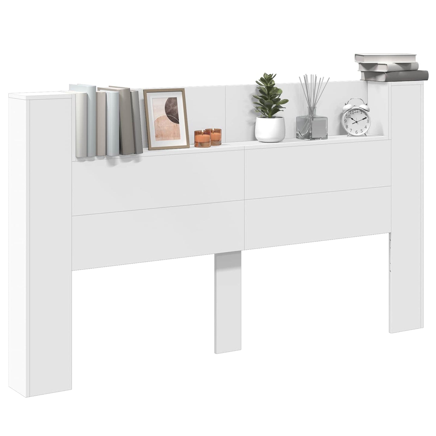 Headboard Cabinet with LED White 180 x 16.5 x 103.5 cm