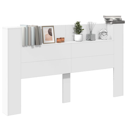 Headboard Cabinet with LED White 180 x 16.5 x 103.5 cm