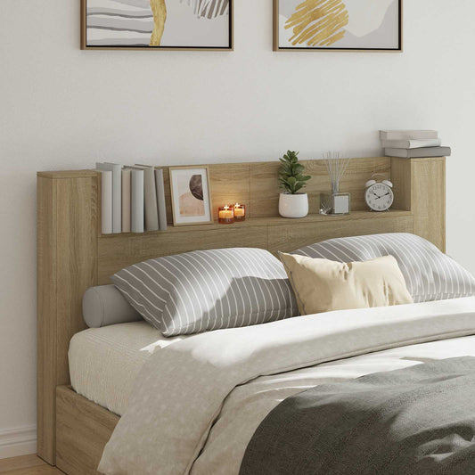Headboard Cabinet with LED Sonoma Engineered Wood