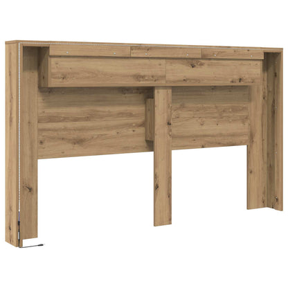 Headboard Cabinet with LED Artisian Oak Engineered Wood