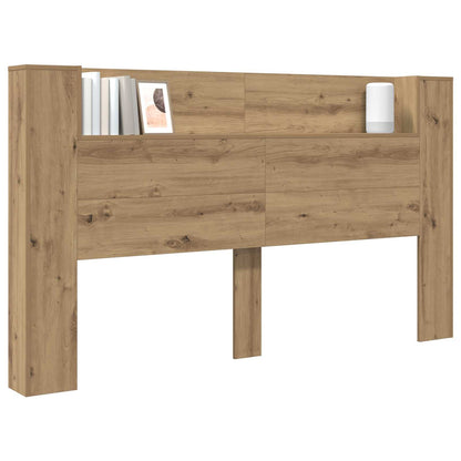 Headboard Cabinet with LED Artisian Oak Engineered Wood