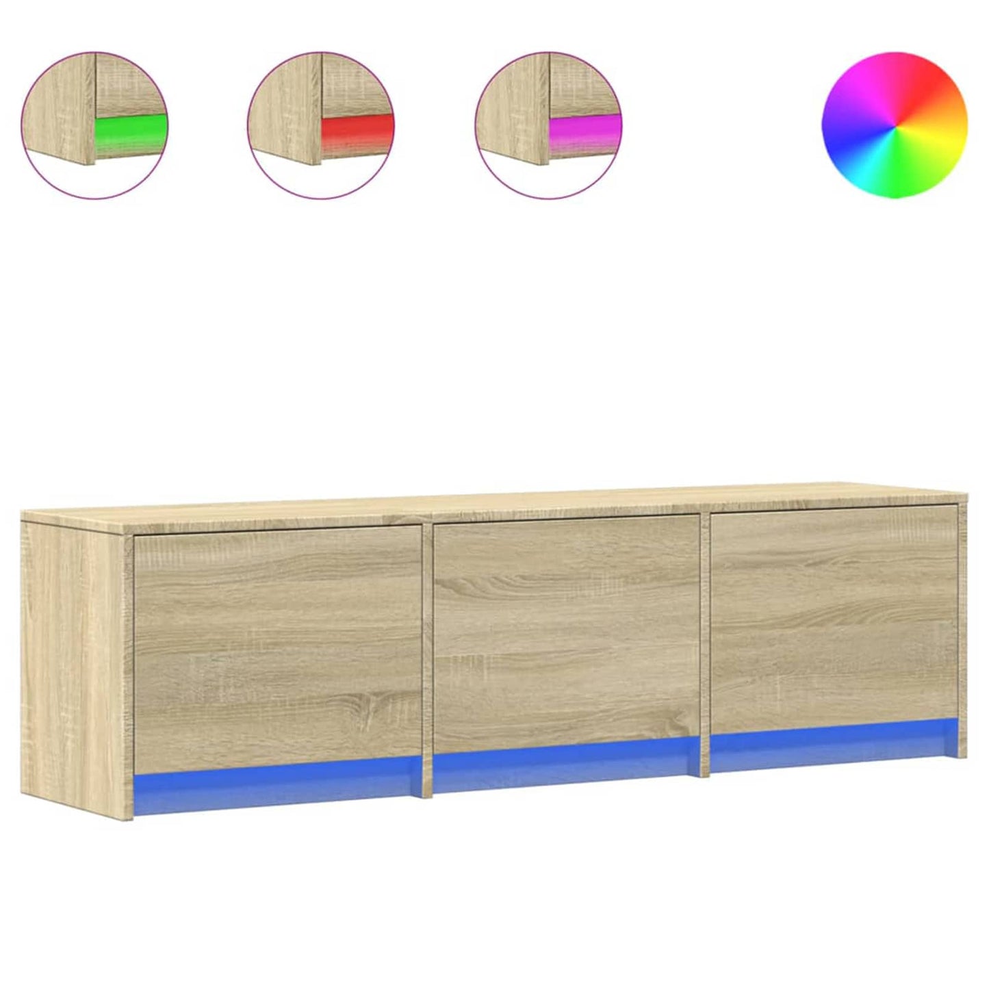 TV Cabinet with LED Sonoma 140 x 34 x 40 cm Engineered Wood