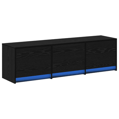 TV Cabinet with LED Black Oak 140 x 34 x 40 cm Engineered Wood