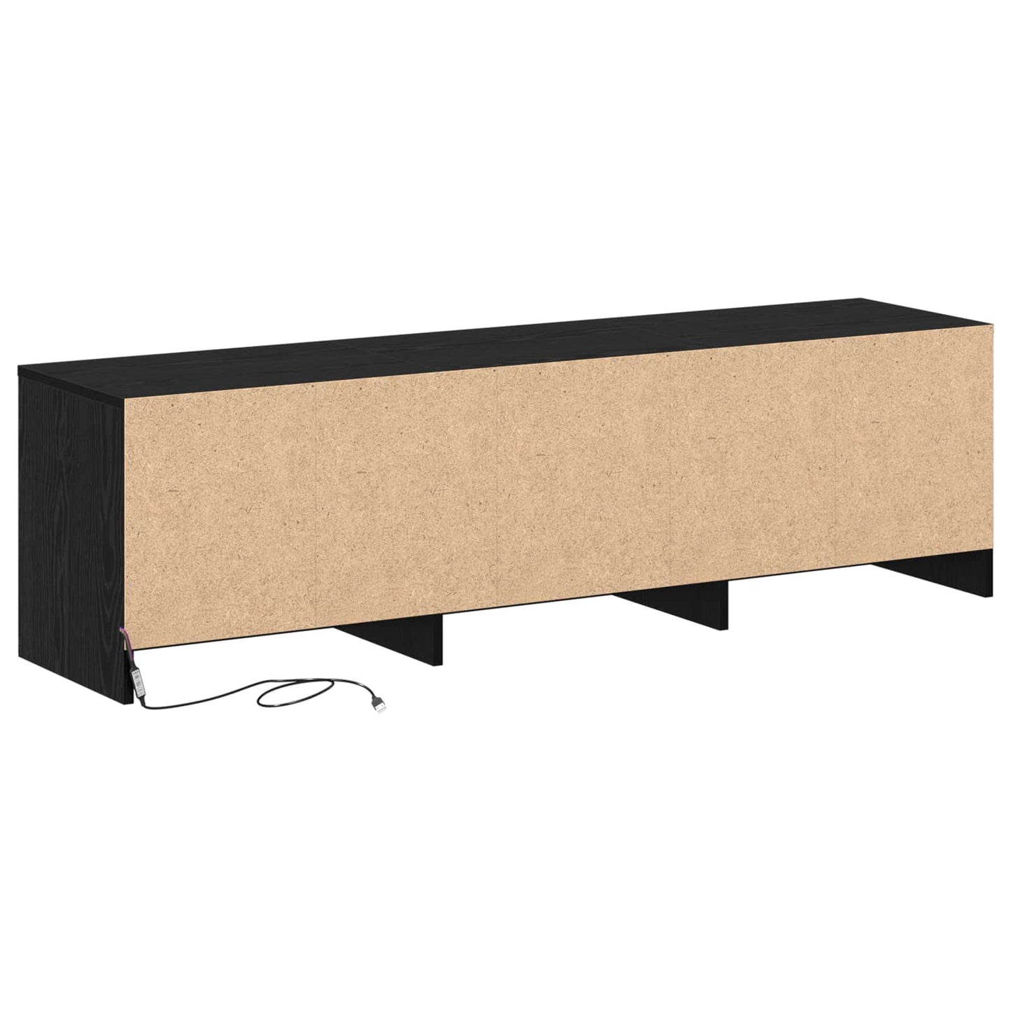 TV Cabinet with LED Black Oak 140 x 34 x 40 cm Engineered Wood