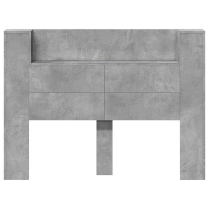 Headboard Cabinet with LED Concrete 140 x 16.5 x 103.5 cm