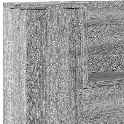 Headboard Cabinet with LED Grey Sonoma 140 x 16.5 x 103.5 cm